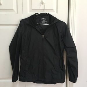 Black L.L. Bean Short Rain Jacket with Hood